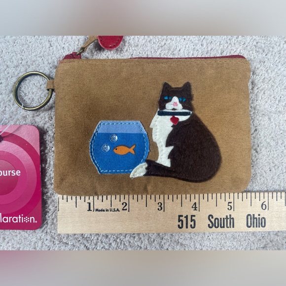 Xhilaration Y2K 2001 Vintage NWT Cat Goldfish camel tan coin purse - Picture 2 of 5